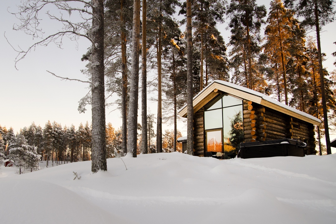 Winter log cabin